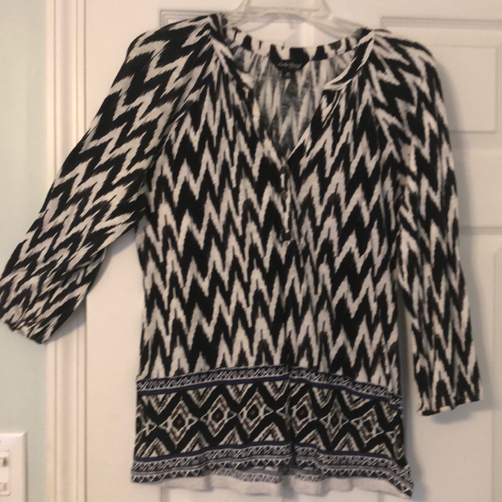 Black and White Chevron Top, Lucky Brand, Size M